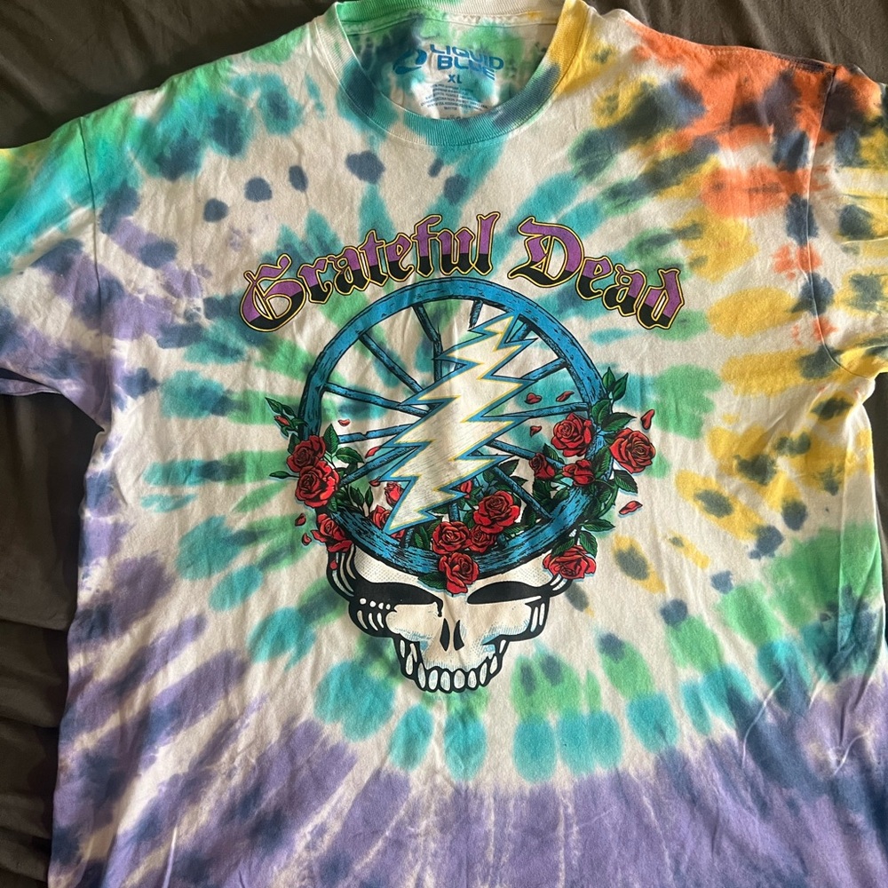 Grateful Dead Steal Your Wheel tie-dye tee TieDye size XL Liquid Blue